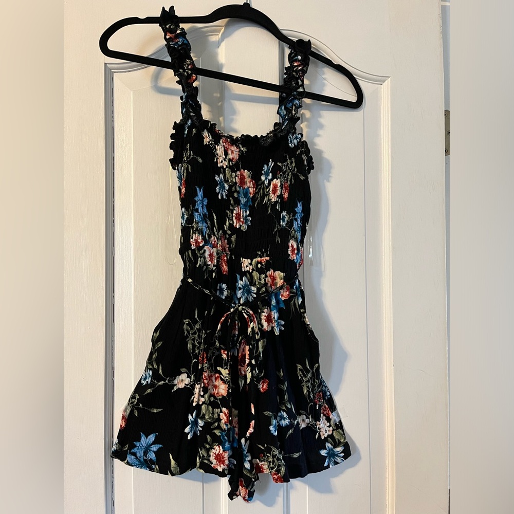 Juniors' Black Lily Rose Tank Smocked Romper
